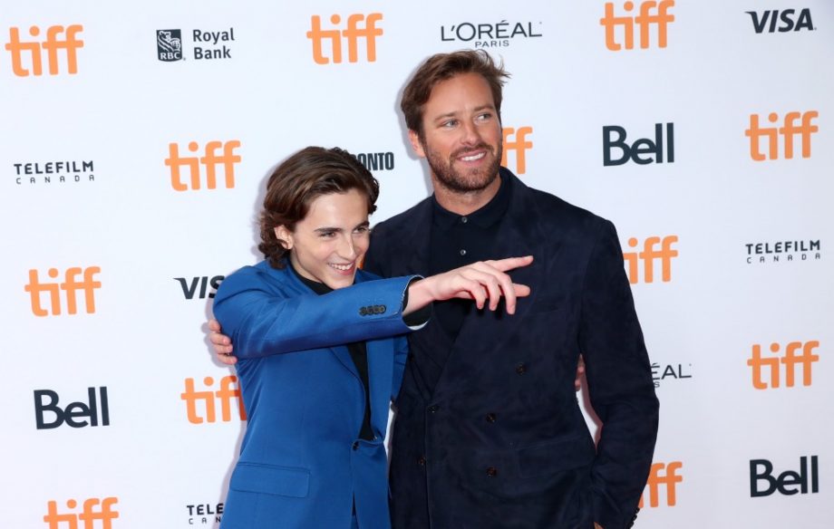 timothee chalamet red carpet pointing