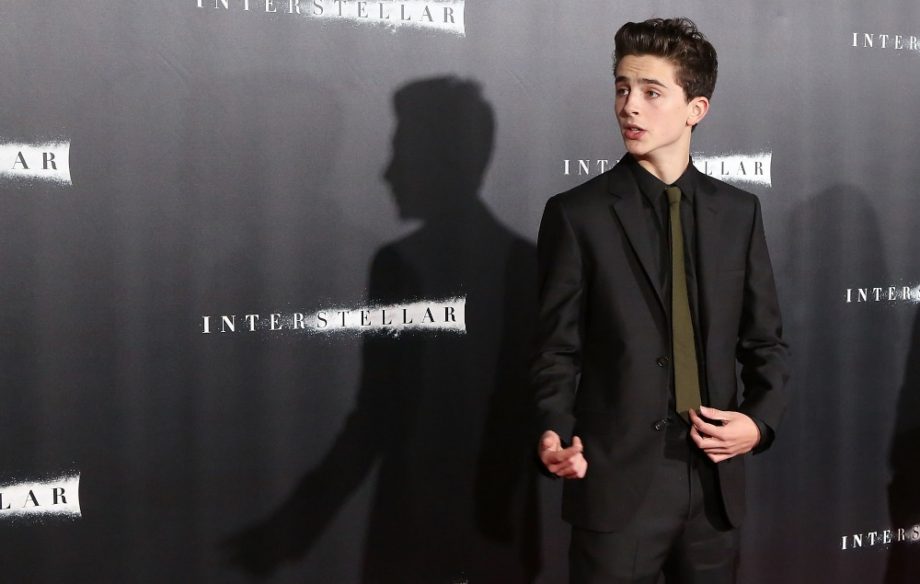 timothee chalamet red carpet pointing