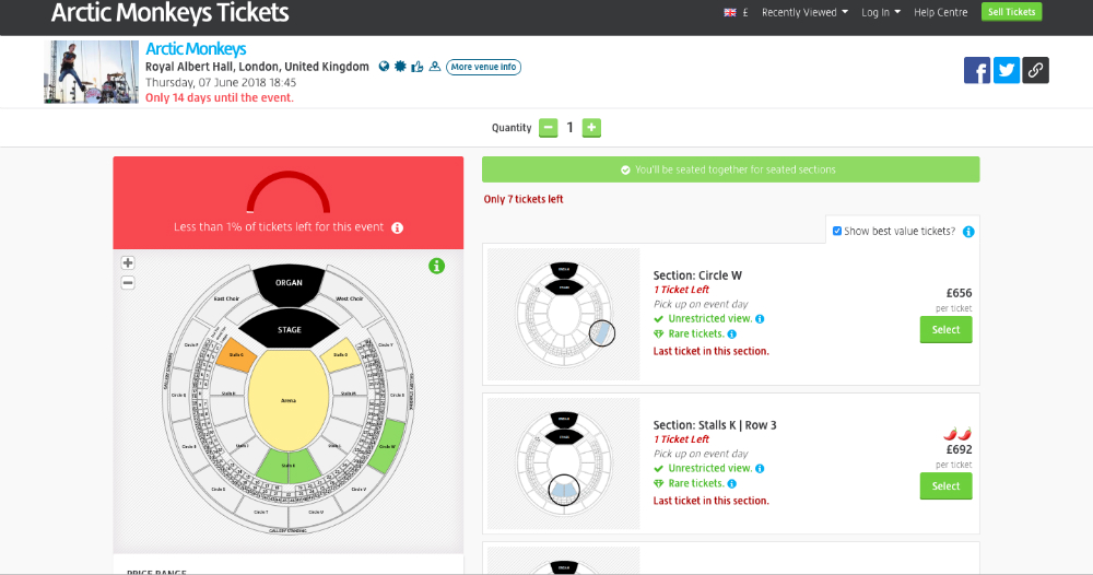 Arctic Monkeys' tickets on Viagogo