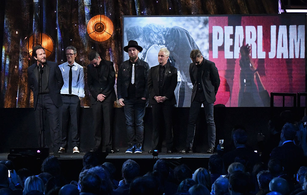 Ament with Pearl Jam at the Rock And Roll Hall Of Fame