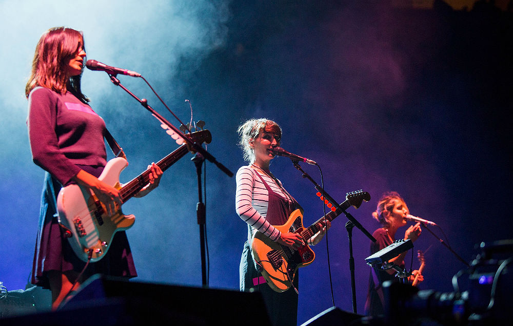 Theresa Wayman on stage with Warpaint