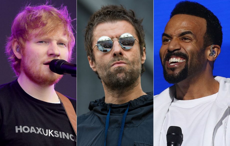 Ed Sheeran, Liam Gallagher, and Craig David