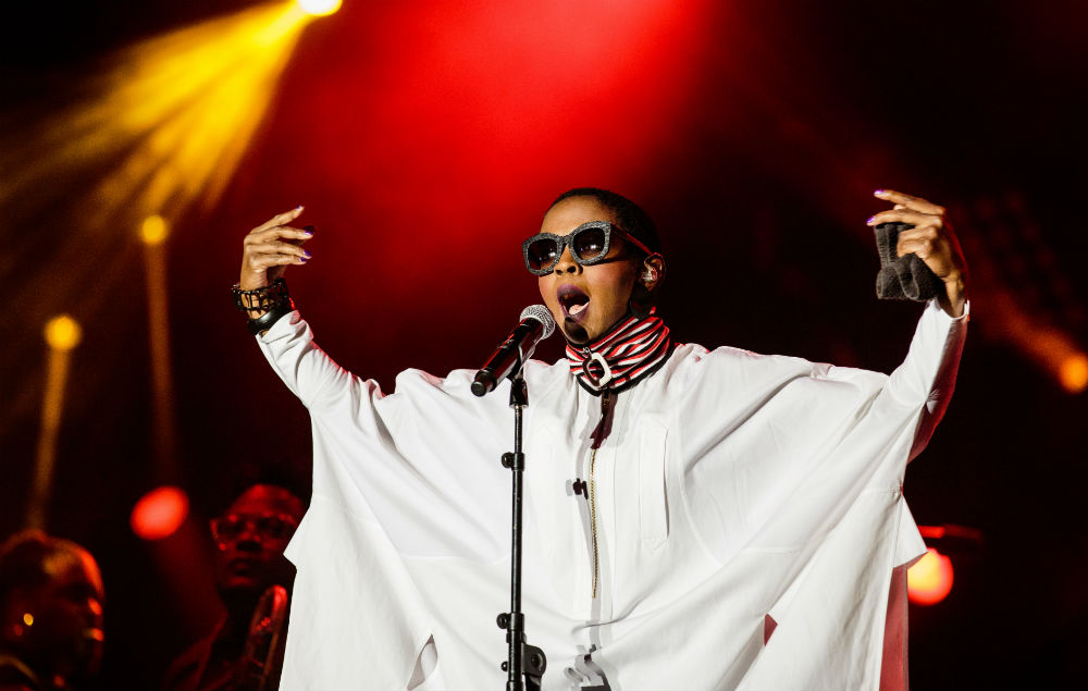 The American Singer of hip hop and soul, Lauryn Hill plays in concert during the 'Festival de l humanite'