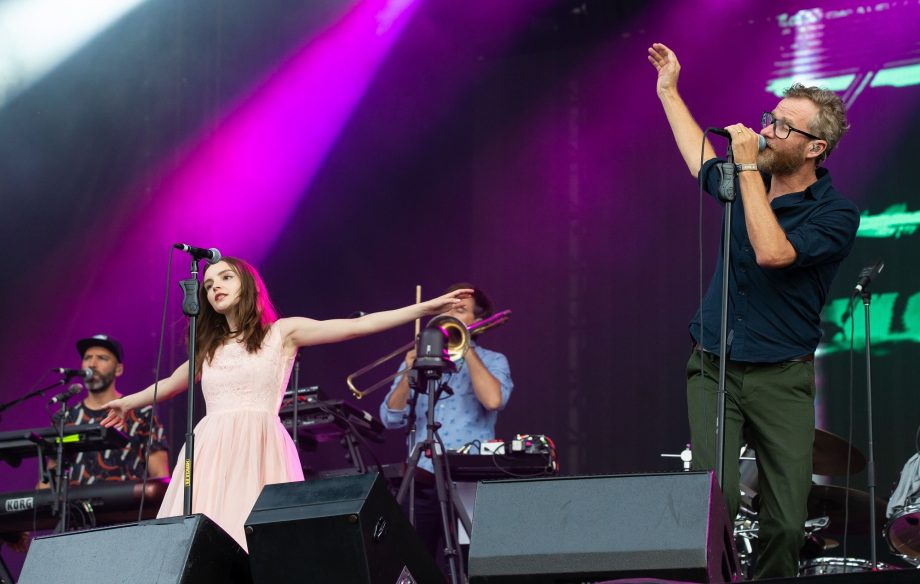 Lauren Mayberry of Chvrches and Matt Berninger of The National perform at the ACL Music Festival