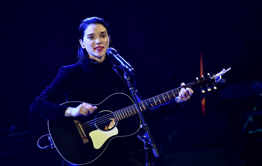 Annie Clark of St. Vincent performs a solo during The Malibu Love Sesh Benefit Concert at Hollywood Palladium