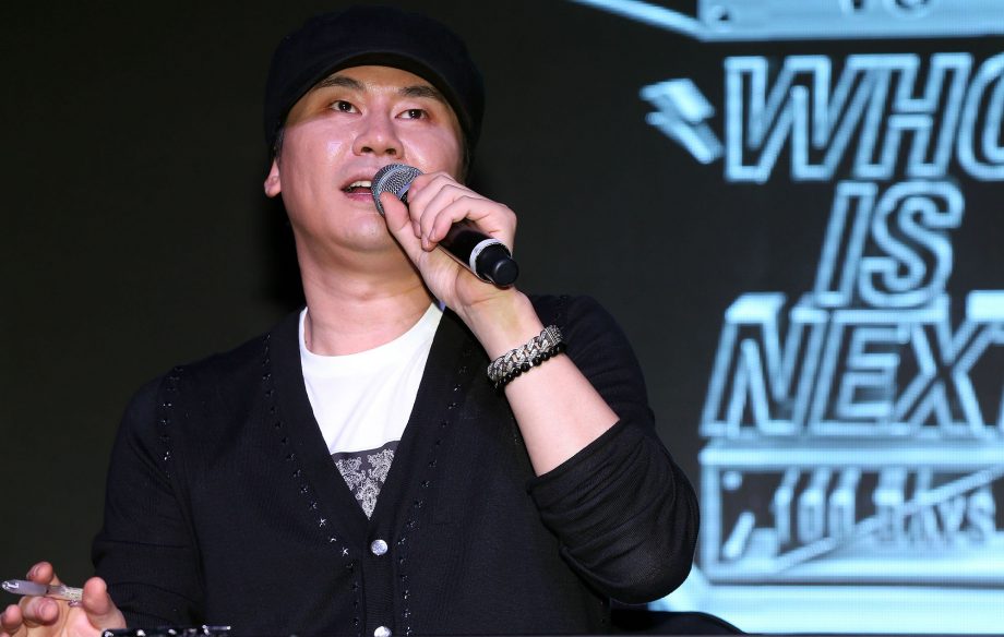 This photo taken on August 20, 2013 shows YG entertainment CEO Yang Hyun-suk attending tvN's new reality show