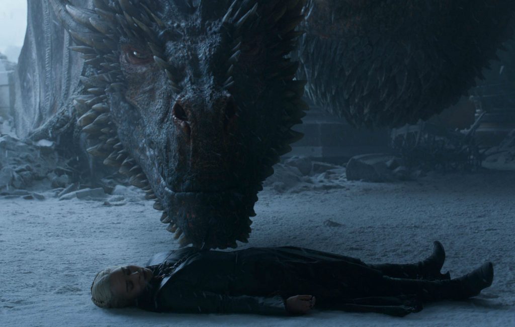 Drogon approaches Dany after she is stabbed by Jon Snow in 'Game of Thrones'