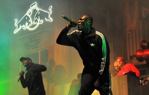 Stormzy and Boy Better Know perform on stage at Red Bull Culture Clash at Earls Court on October 30, 2014 in London, England