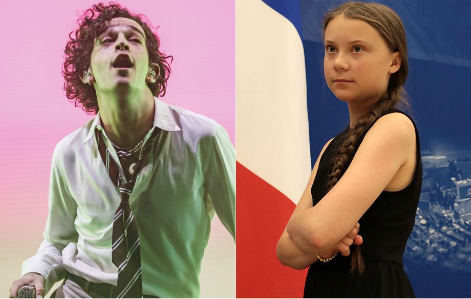 Matt Healy and Greta Thunberg