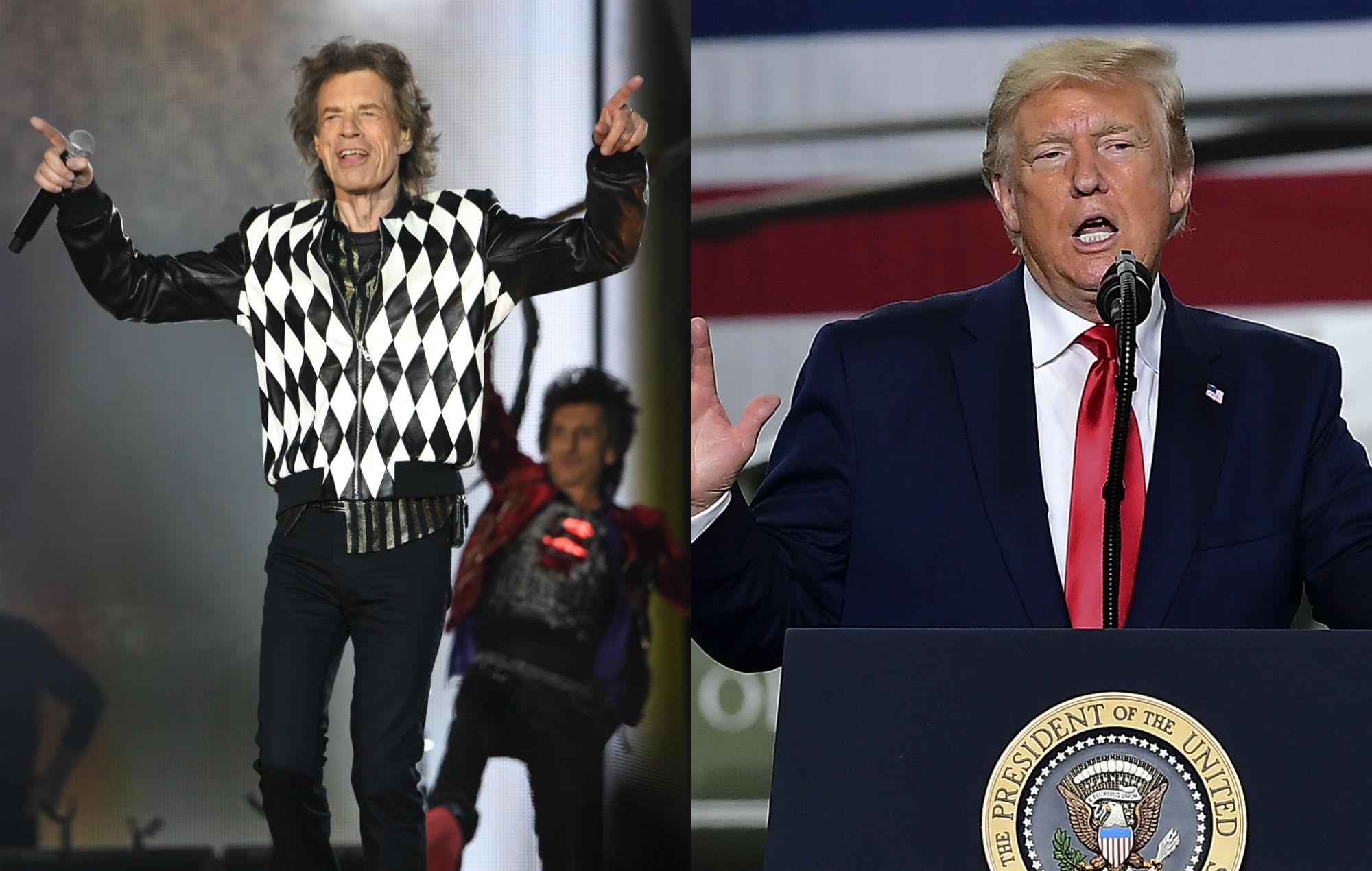 Mick Jagger / Donald Trump. Credit: Getty