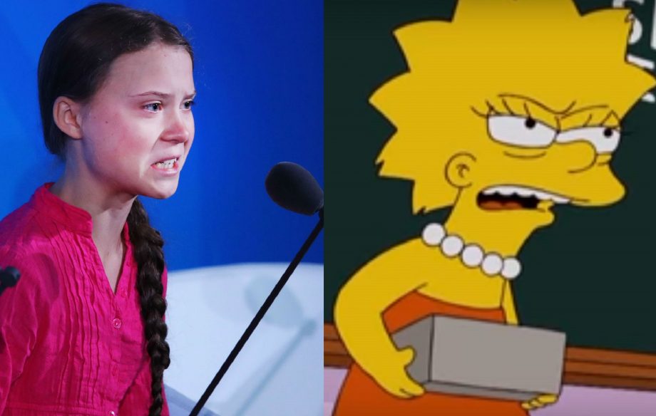 Greta Thunberg and Lisa from The Simpsons