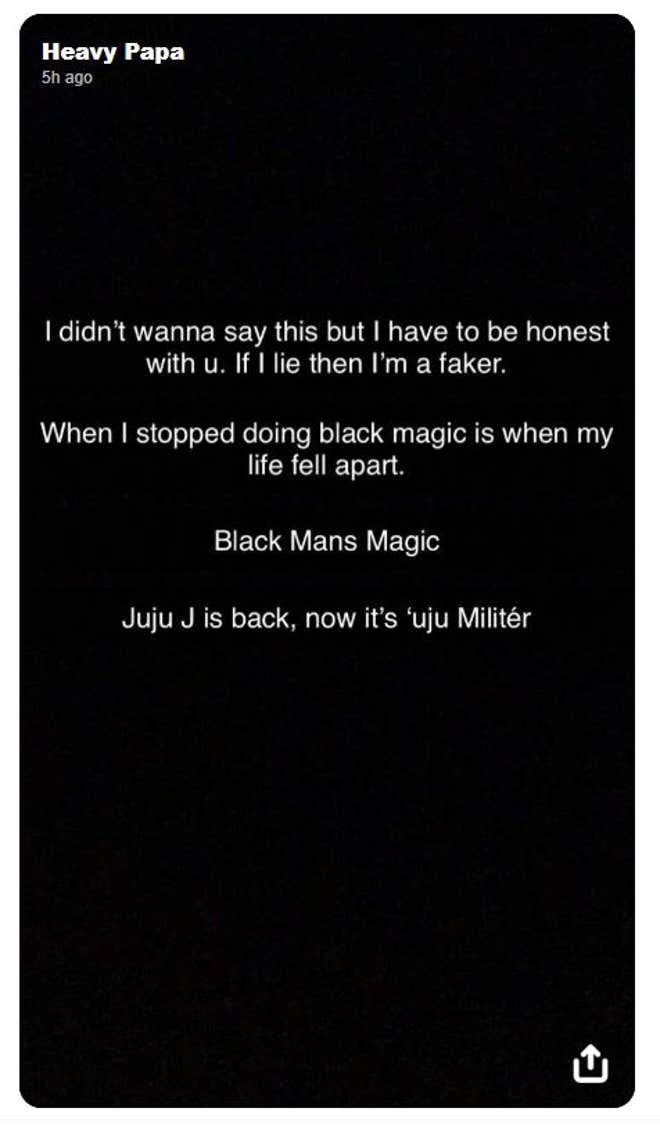 Credit: J Hus/Snapchat