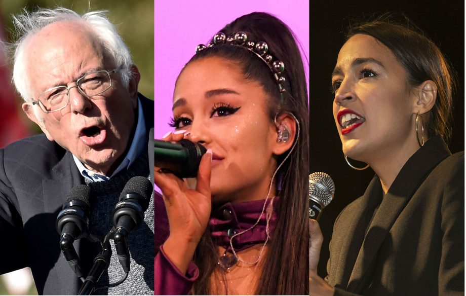 Bernie Sanders Alexandria Ocasio Cortez AOC Ariana Grande