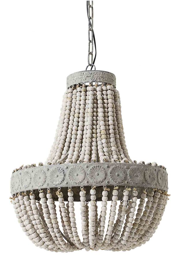 The 6 Best Wood Beaded Chandeliers That Are Big On Elegant Boho Style Luna Pendant In Old White 399 Barker Stonehouse
